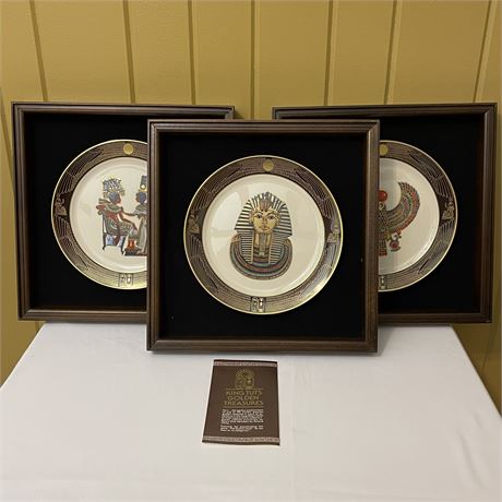 (3) King Tut's Golden Treasures Egyptian Collectors Plates w/ Original Boxes