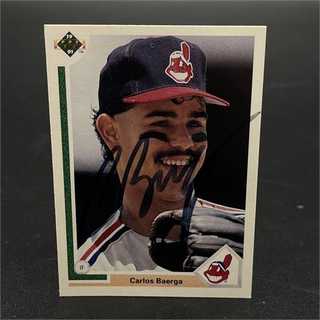 Signed Carlos Baerga 1990 Cleveland Indians Baseball Card