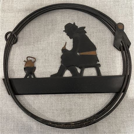 Vtg Metal Silhouette Cowboy-Style Wall Hanging