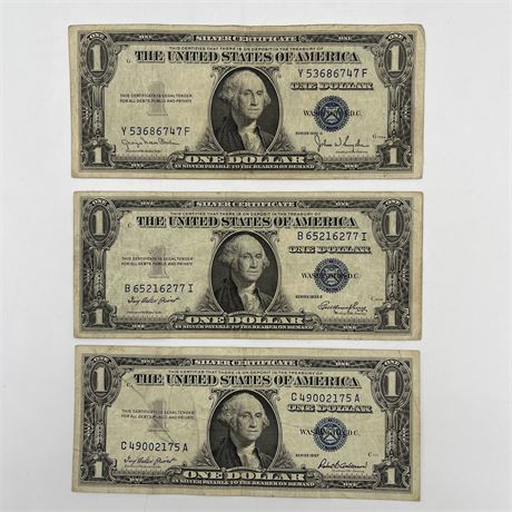 1935 D/E & 1957 Blue Seal One Dollar Silver Certificate Bank Notes