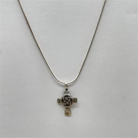 Sterling Silver Necklace and Cross Charm