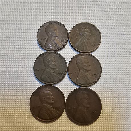 Lot of 6  Lincoln Wheat Penny,