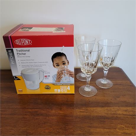 Filtered Water Pitcher & Stemmed Water Goblets