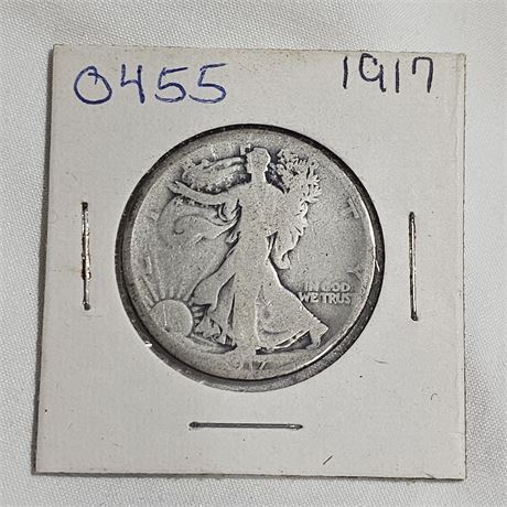 1917 Walking Liberty Half Dollar, a silver 50-cent piece Silver