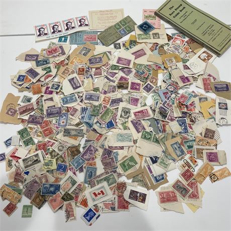 Pile of Collectible Stamps - Most are cancelled
