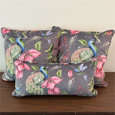 Madison Home 3pc Velvet Peacock Pillow Set