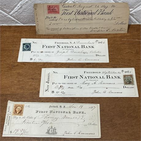 19th Century First National Bank Check Collection - Ohio and New Jersey