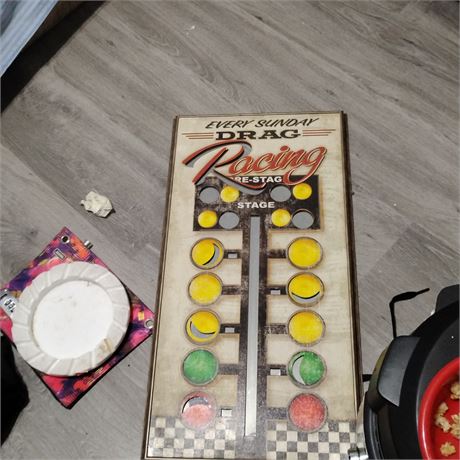 Metal Tin Signs Drag Racing Corrugated 12 x 16 Inch