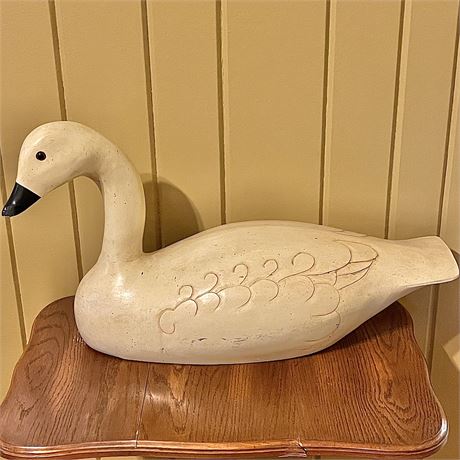 Rustic Hand Carved & Painted Swan Decoy