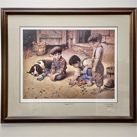 1991 Hand Signed Jim Daly w/ COA "Wiped Out" Framed Art Print