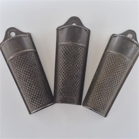 Three Vtg Metal Spice Graters