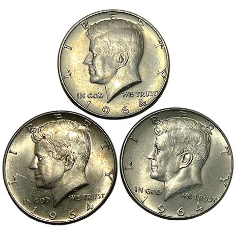 1964 Kennedy 90% Silver Half Dollar Coins