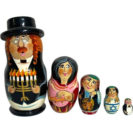 Jewish Family Russian Matryoshka 5 pc. Nesting Doll Set