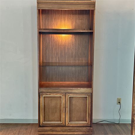 Lighted 3-Tier Bookshelf w/ Bottom Storage Cabinet