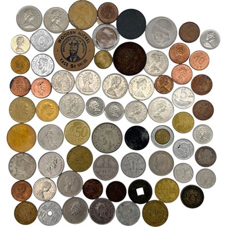 Mixed Variety of Foreign Coins & More
