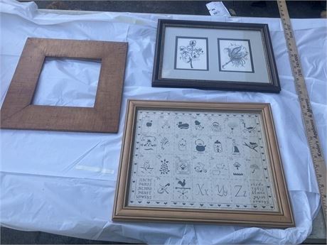 framed piece of Scherenschnitte folk art,