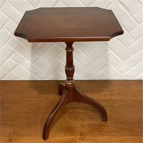 Vtg L. Hitchcock Stenciled Tripod Candlestick Stand / Side Table