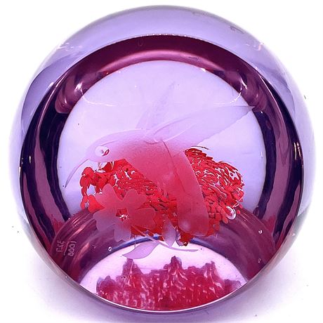 Signed Caithness Scotland 327/1000 Hummingbird Glass Limited Edition Paperweight