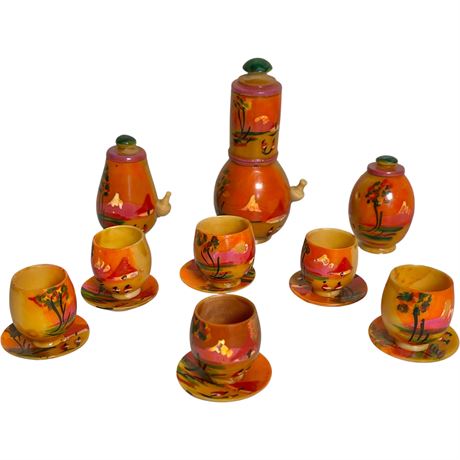 Vtg Akios Industries Native Miniature Tea Set Made in Ecuador
