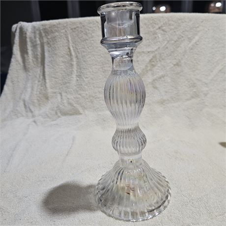 Biedermeier style glass candlesticks.