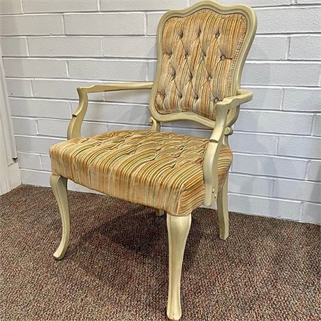 Vtg Statesville Ross Blonde Striped Tufted Accent Chair