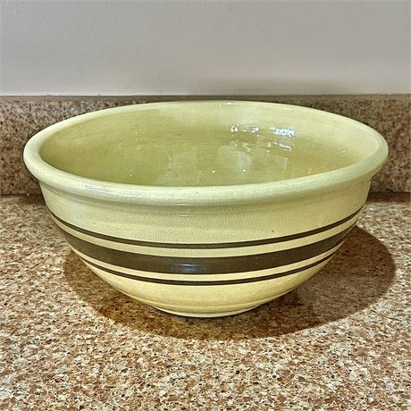 Vintage Yellow Ware Pottery Brown Band Mixing Bowl
