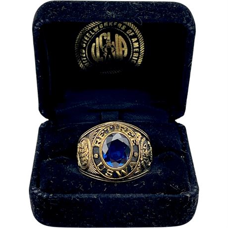 1936 Retiree USWA Size 12.5 Class Ring in Original Ring Case