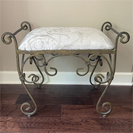 Iron Vanity Bench with Padded Seat