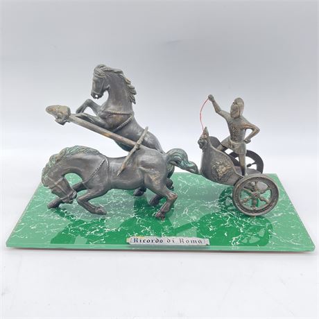 Ricordo Di Roma Gladiator Chariot with Horses Roman Art Figurine