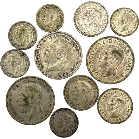 UK 50% Silver British Coin Lot (11) Coins