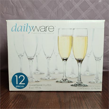 Dailyware Champagne Flutes-Set of 12 in Original Box