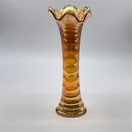Imperial Glass Ripple Marigold Iridescent Vase