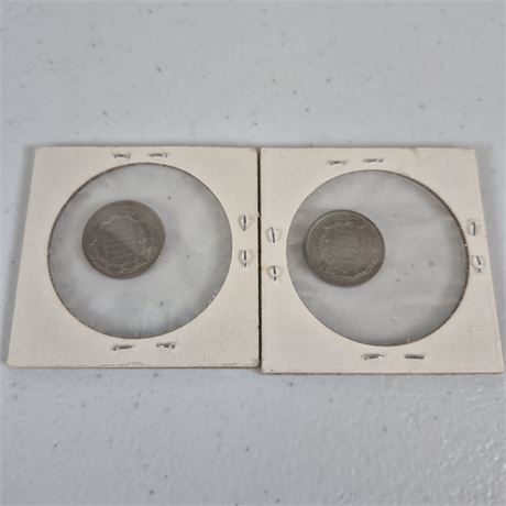 1866 & 1870 3 Cent Nickels