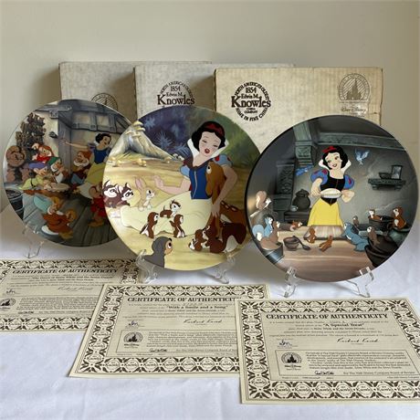 Knowles Walt Disney "Snow White" Plates 1, 2 and 3 w/ Boxes & Paperwork