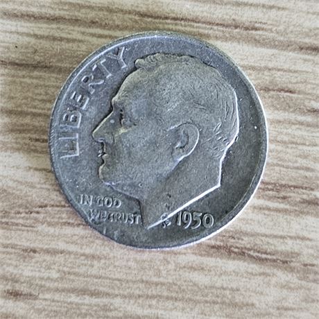 1950 D Roosevelt Dime, Silver