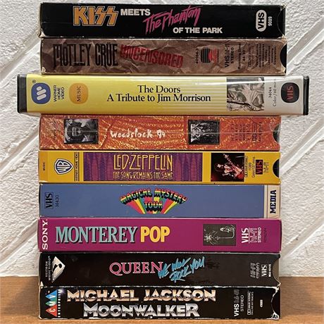 VHS Tapes - Kiss, Motley Crue, The Doors, Led Zeppelin & More