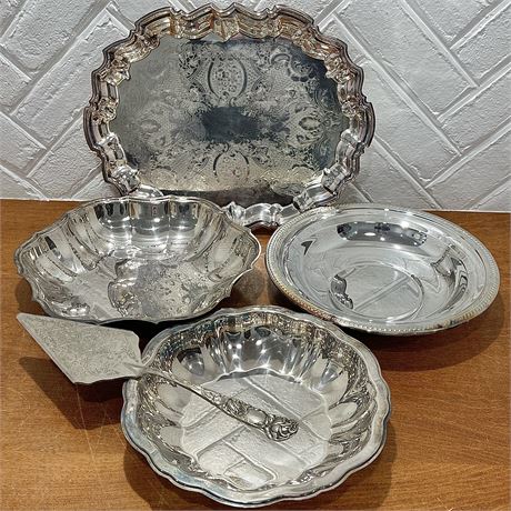Mix of Silverplated Serveware