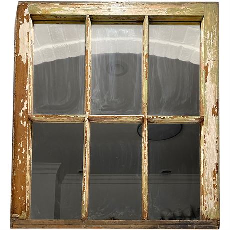 Antique Distressed 6-Pane Wood Framed Window Mirror