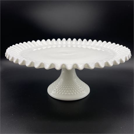 Fenton Hobnail Milk Glass Pedestal Cake Plate