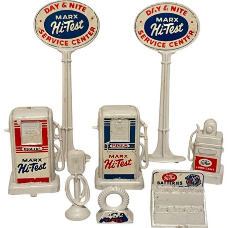 Vtg Marx Hi-Test Service Center Toy Gas Station Accessories