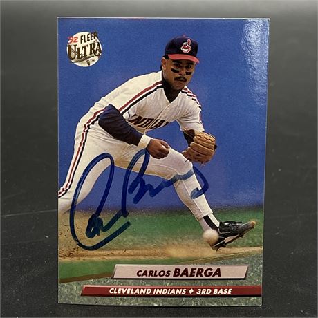 Signed Carlos Baerga 1992 Cleveland Indians Baseball Card
