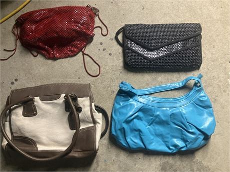 Collection of assorted women's handbags.