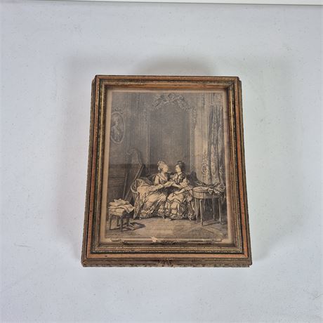 Vtg Rococo Revival Jewelry Dresser Box “Le Boudoir” French Salon Scene