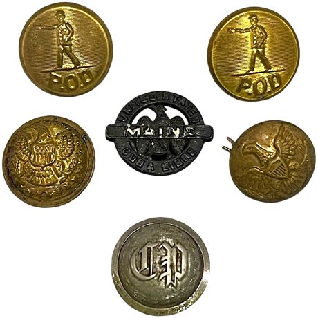 Antique Uniform Buttons for Military, Police Department & Post Office Department