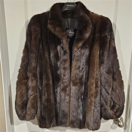 Cikra Cleveland Vtg. Genuine Brown Mink Fur Jacket Women's Size M/L
