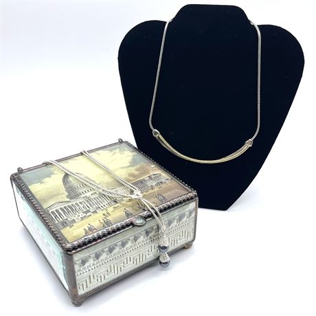 'Tiny Jewel Box' - Washington DC Jewelry Box by with pair of Necklaces