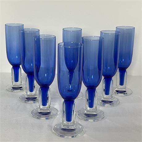 Set of 8 Merlino "Into The Blue" Stemmed Glasses