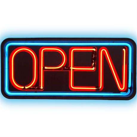Fallon Glass Tubing Neon Lighted "OPEN" Sign