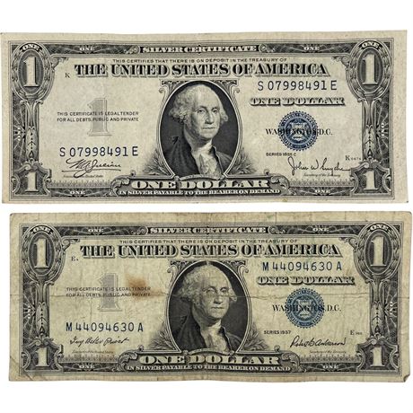 1935 C & 1957 $1 Blue Seal Silver Certificates