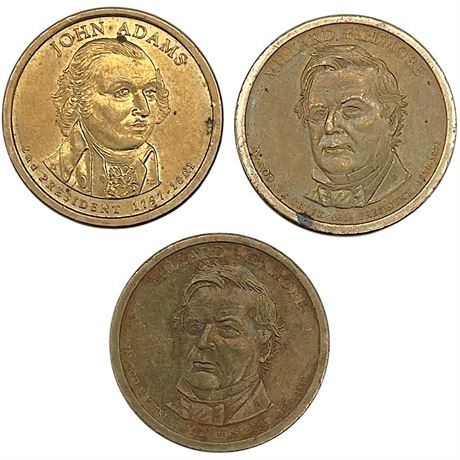 2007 John Adams & 2010 Millard Fillmore Presidential Dollar Coins